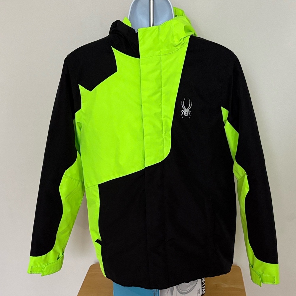 Spyder Kids Jacket in Black and Neon Yellow Size Large